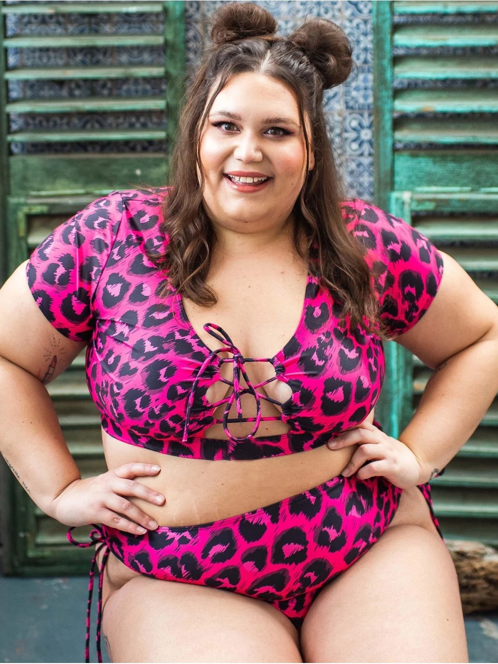 Snag Tights Size G As You Wish Pink Leopard Bikini Top